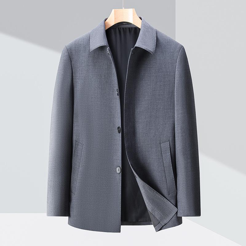 Middle-aged Buttoned Wool Jacket Men's Autumn Business Coat Top Middle-aged and Elderly Father's Jacket Leader Cadre Jacket