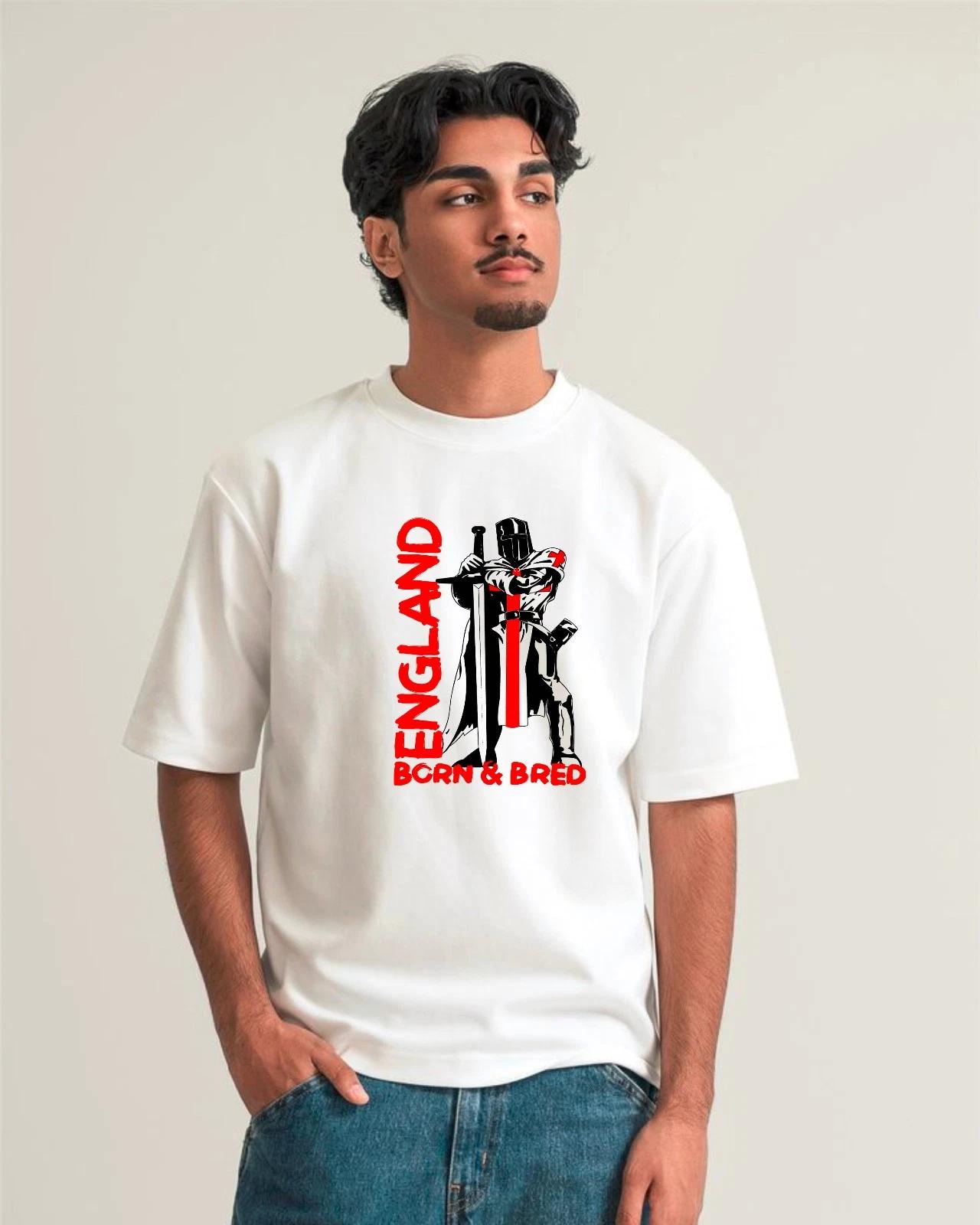 England Born&bred T-Shirt, St Georges Day Knights Templar Flag Graphic Gift Tee 3XL