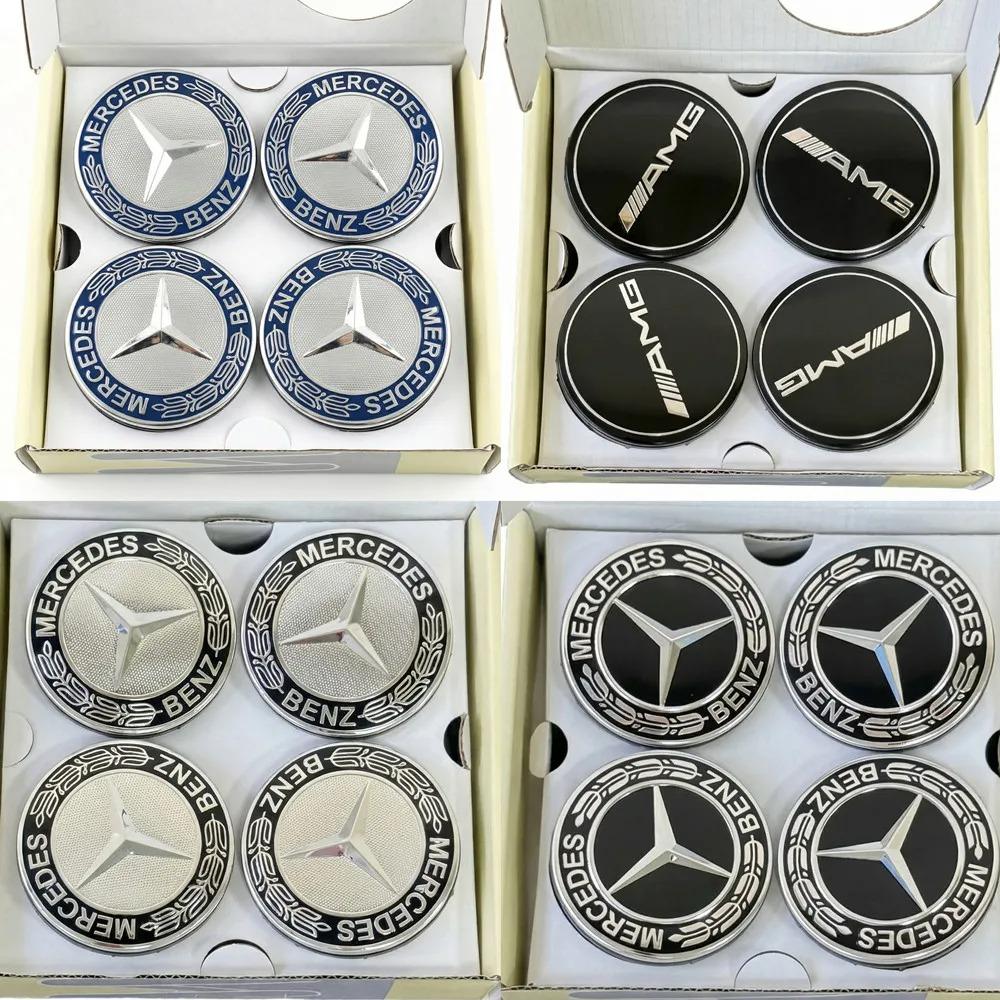 For Benz C-C2Hot 4PCS 75mm Car Floating Wheel Center Hub Caps Cover for Mercedes-Benz B/C/E/S Class a C200L GLC GLK CLA - CF Accessories SSS