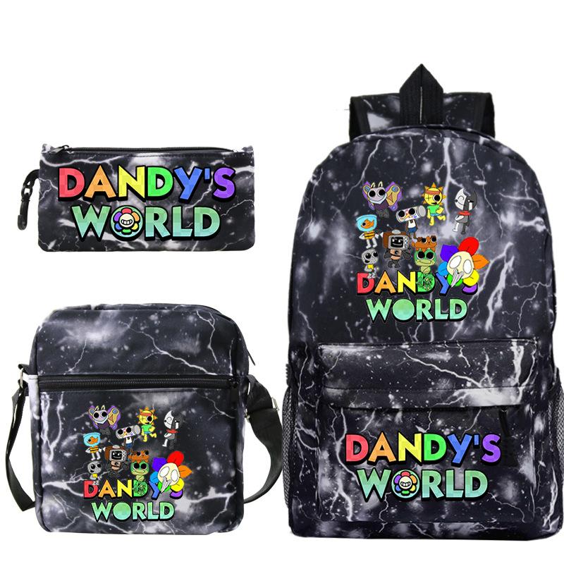 Neue Dandy-Welt Peripherie Druck Schultasche Student Lässige Federtasche Umhängetasche Dreiteiliges Set
