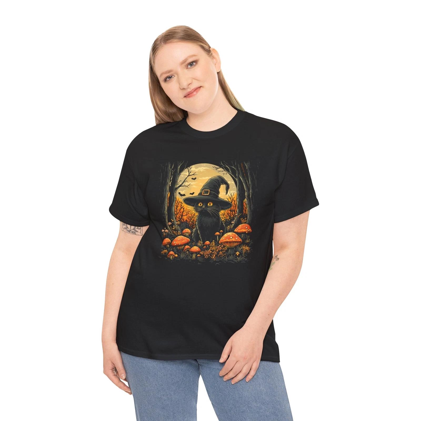 Witch Cat in a Spooky T-Shirt | Trendy, Stylish & Magical Witch Tee L