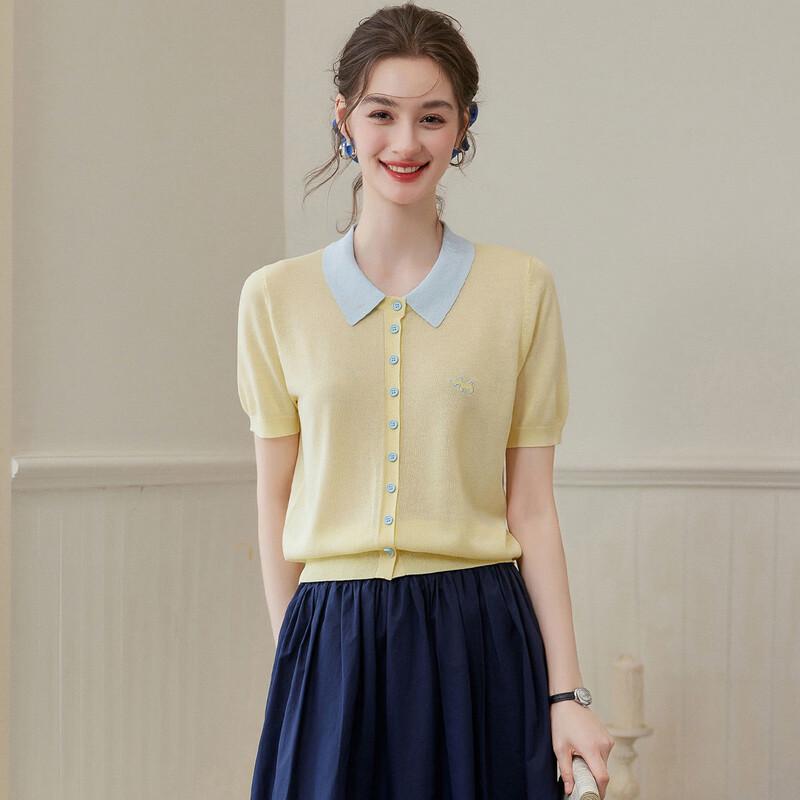 Bailuyu Women s Color Block Knitted Cardigan L