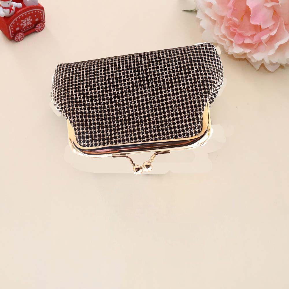 Cotton Handbag Girls Handmade  Pouch Retro Wallet Plaid Coin Purse Card Holder Buckle Small Purse