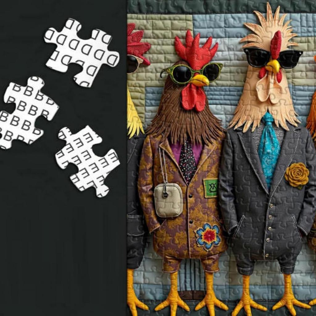 1000-Pieces Runway Roosters Jigsaw Puzzle Challenging Difficult Animal Puzzles Funny Chicken Puzzle for Family Adults Gift