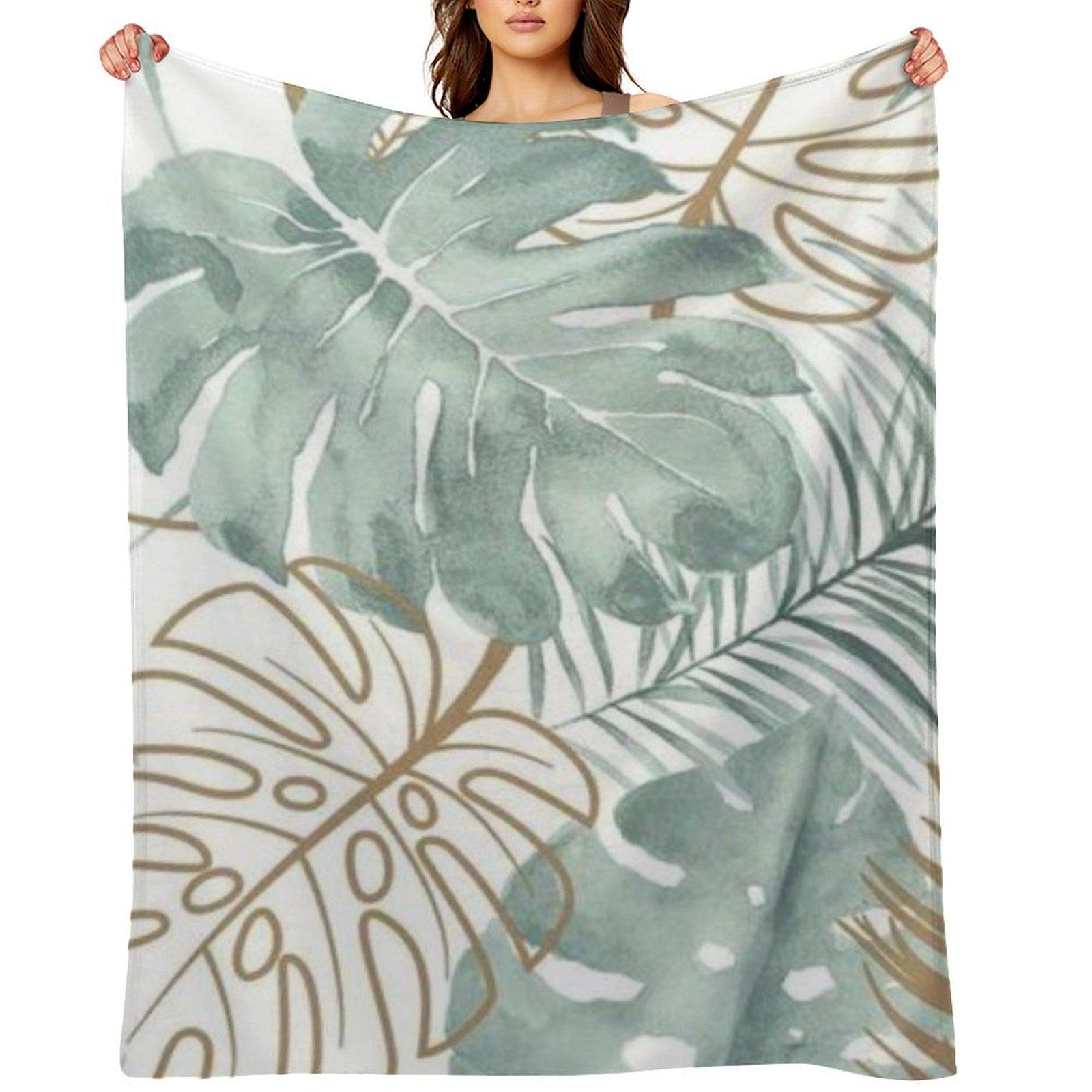 Palm Leaf Print Throw Blanket Loose Softest Cute Plaid Luxury Brand Blankets 30x40in