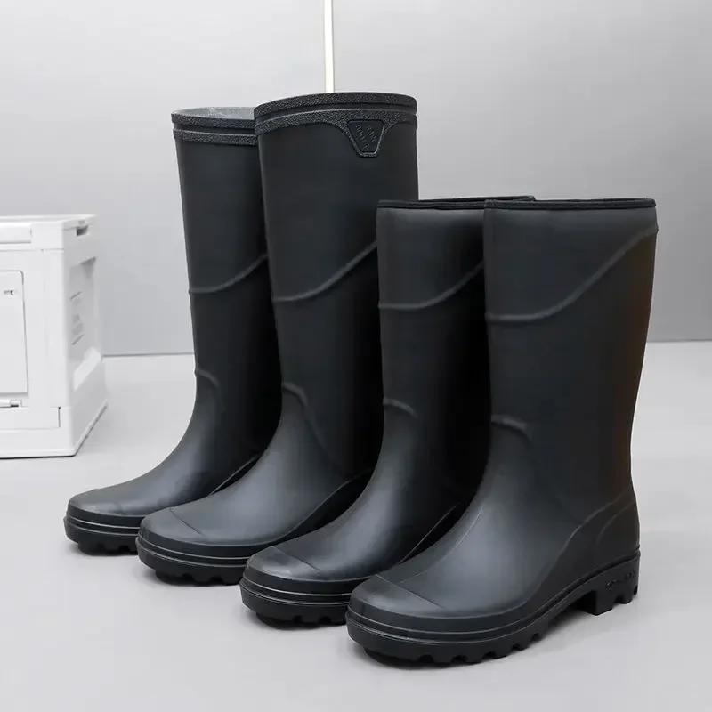 Fashion Outdoor Waterproof and Non-slip Gum Man Shoes Rainy Day Cheap Wide Toes Rain Boots for Men Low-heel Mud Teenagers Wellies Adult