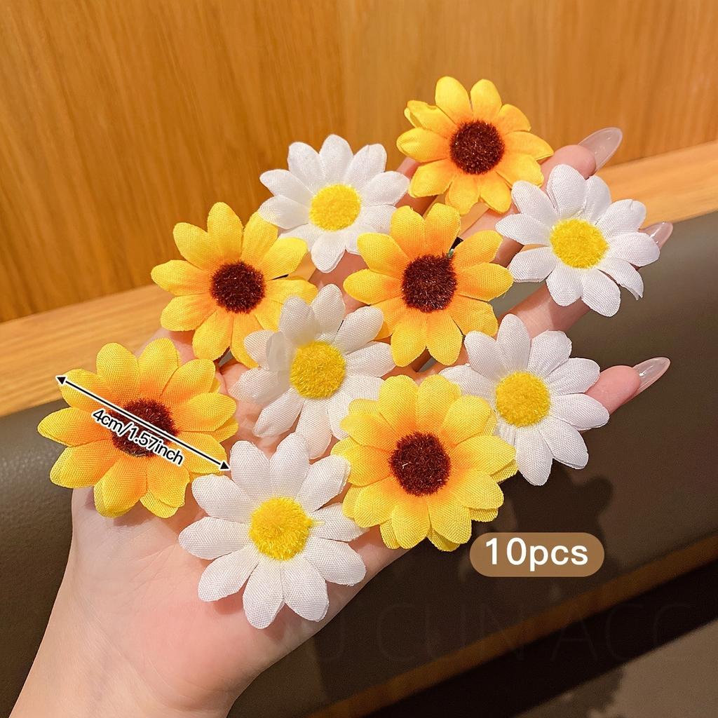 10pcs Sweet Lovely Sunflower Clip Fresh Playful Side Hair Clip Decoration Beach Vacation Party Performance Hair Accessories