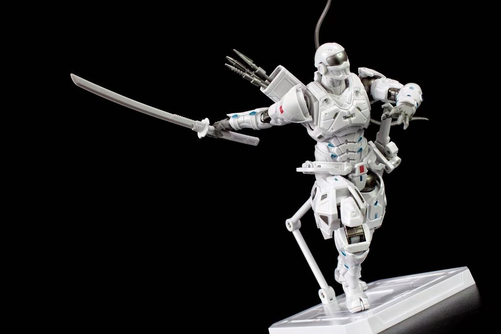 "Cybernetic White Mech: Future Soldier Action Figure"