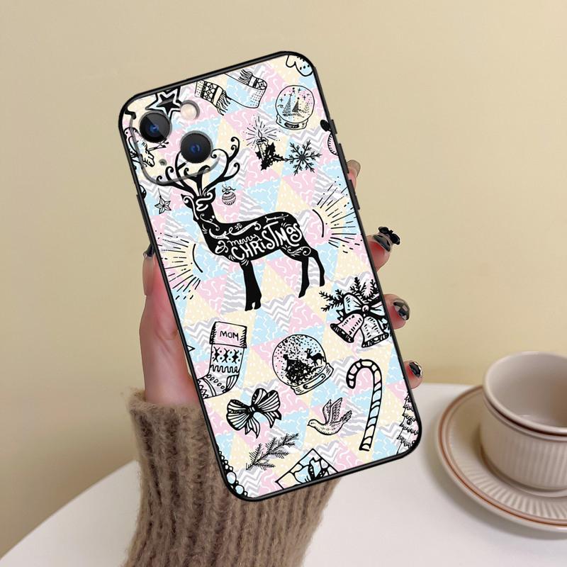 Weihnachts-Nikolaus nahtloses Hirsch-Handyhülle für iPhone 16 Pro Max 14 13 12 11 15 17 Pro Max mini Plus 16e 17 Air Cover Funda