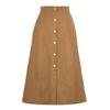 Corduroy High Waist Midi Skirt With Button Closure For Office And Fall Season