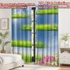 2D flat printing 2pcs Curtain Curtain Spring Floating Grass Layers Digital Printed Polyester Drapes Festive Wall Decor for