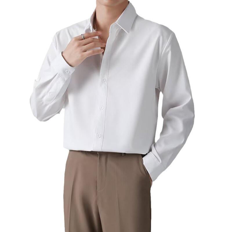 Men's Korean-Style Loose Business Casual Long-Sleeve Shirt - Light Autumn/Spring