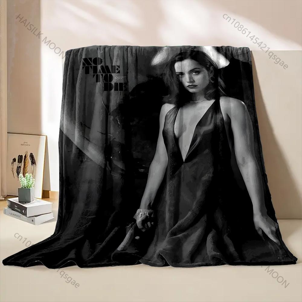 1PC Woman in dark dress holding gun Print Adult Children Warm Blankets Home Travel Car Soft Comfortable Suitable for all seasons