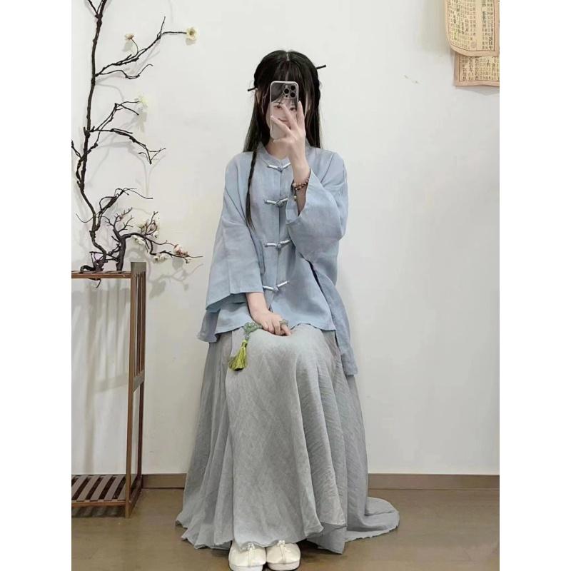 Damenbekleidung, verbesserter Hanfu-Tee-Künstler, professionelle Kleidung, Rock-Anzug