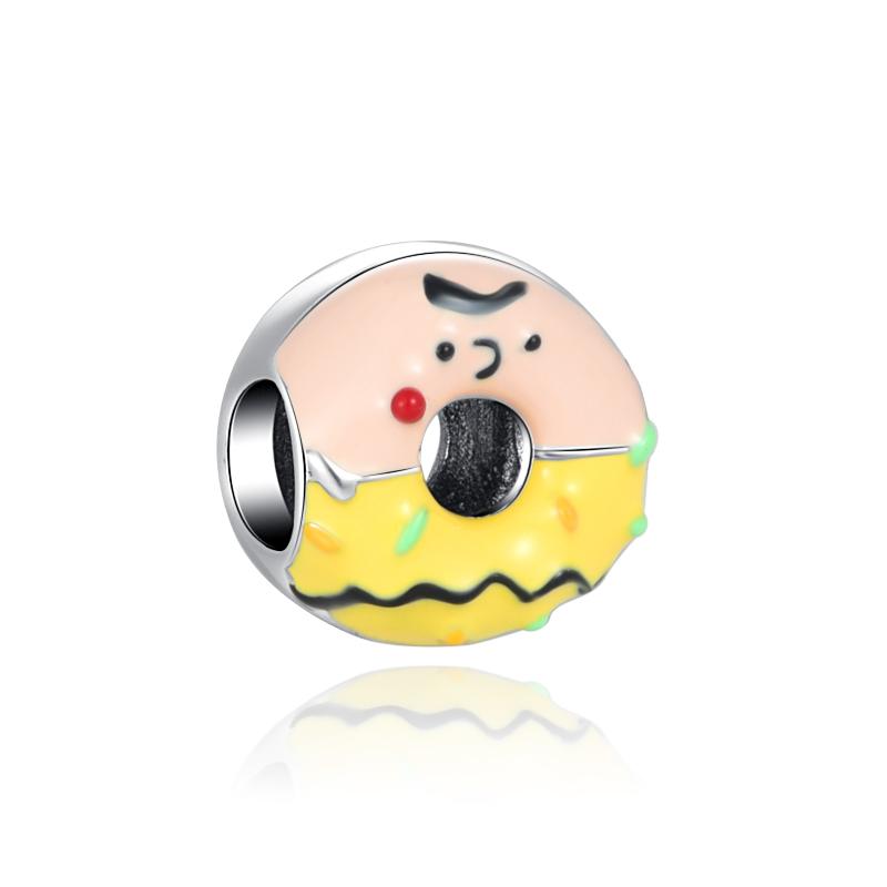 Sweet Cute Donut Burger Ice Cream Cake Charm Bead Copper Compatible Original Bracelet Pendant Diy Women'S Jewelry Making