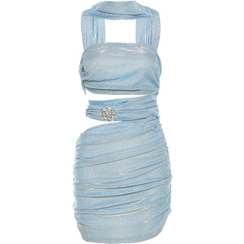 European and American style 2026 summer new women's clothing street fashion sexy neck high waist dress