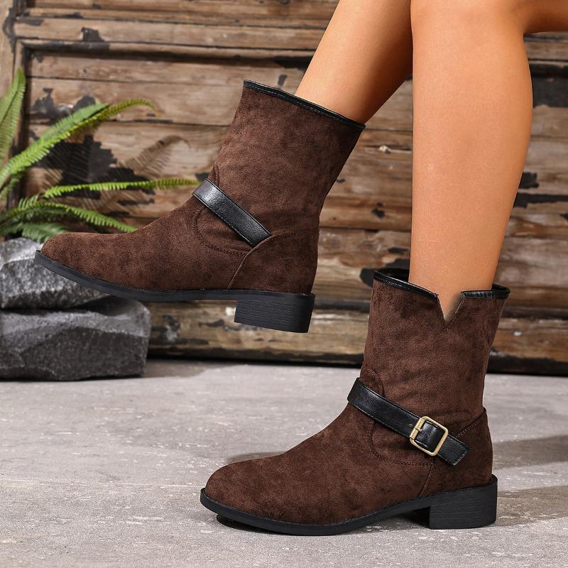 Fashion Winter Ankle Boots for Women Mid Heels Fashion Buckle Shoes 2025 Designer Chelsea Snow Pumps Short Boots New Dress Zaparillas