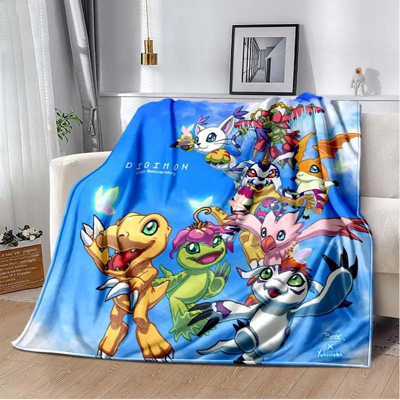 Di-gimon Cartoon Anime Throws Blanket Kids Super Soft Cute Blankt for Travel Couch Picnic Sofa Bed Flannel Blanket Birthday Gift