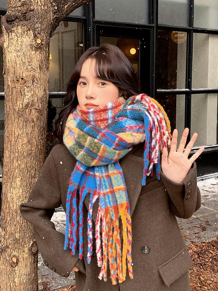 New  Imitation Cashmere Women Scarf Winter Preppy Style Vintage Plaid Scarve Pashmina Mujer Foulard Bufanda Wrap Shawl Pareo