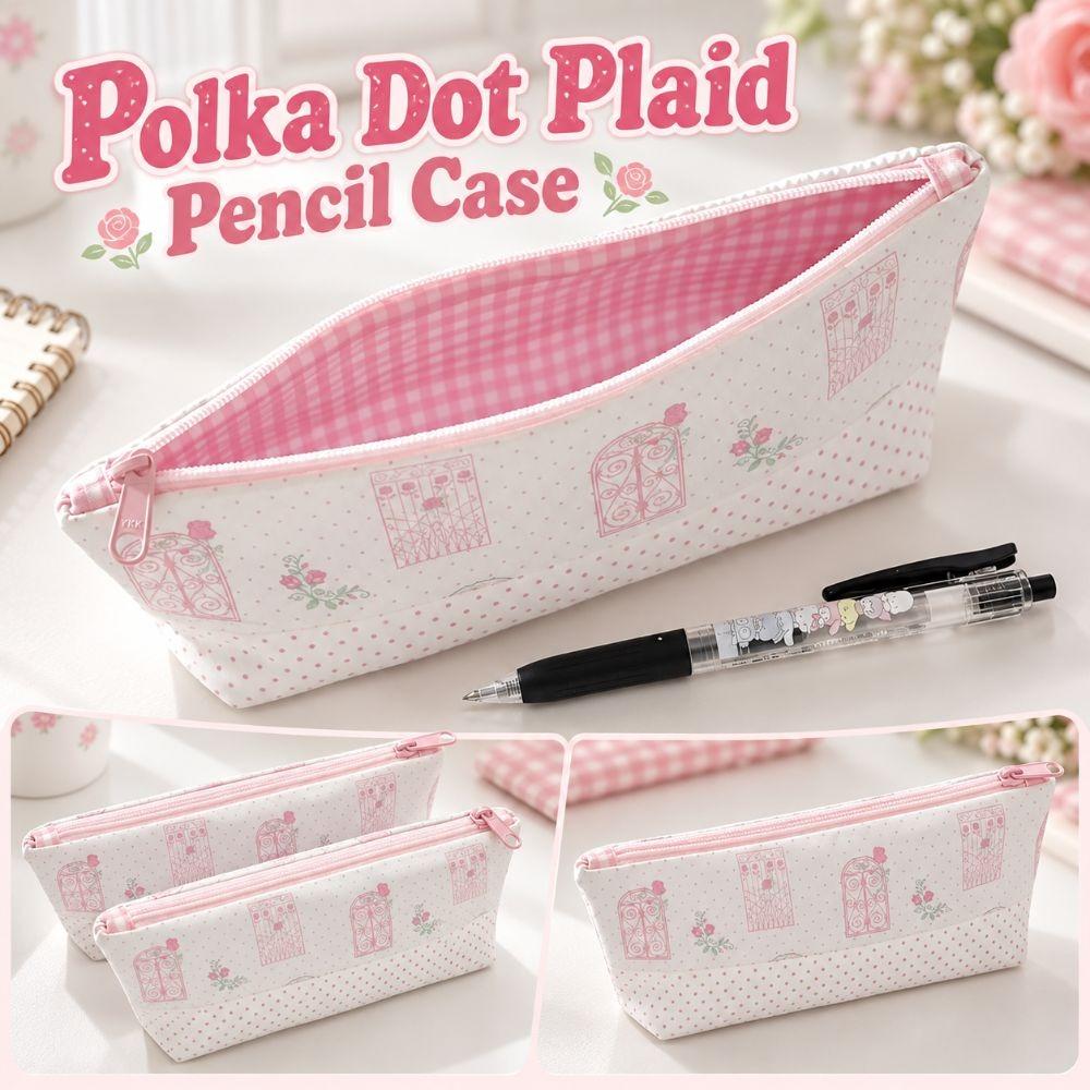 Large Capacity Pencil Case Polka Dot Stationery Bag New Pen Pouch  For Students