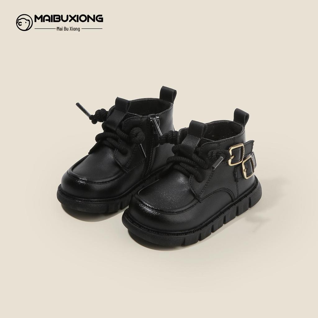 Autumn/Winter Non-slip Soft Sole Baby Walker Boots - British Style for Boys & Girls, Plus Velvet Leather