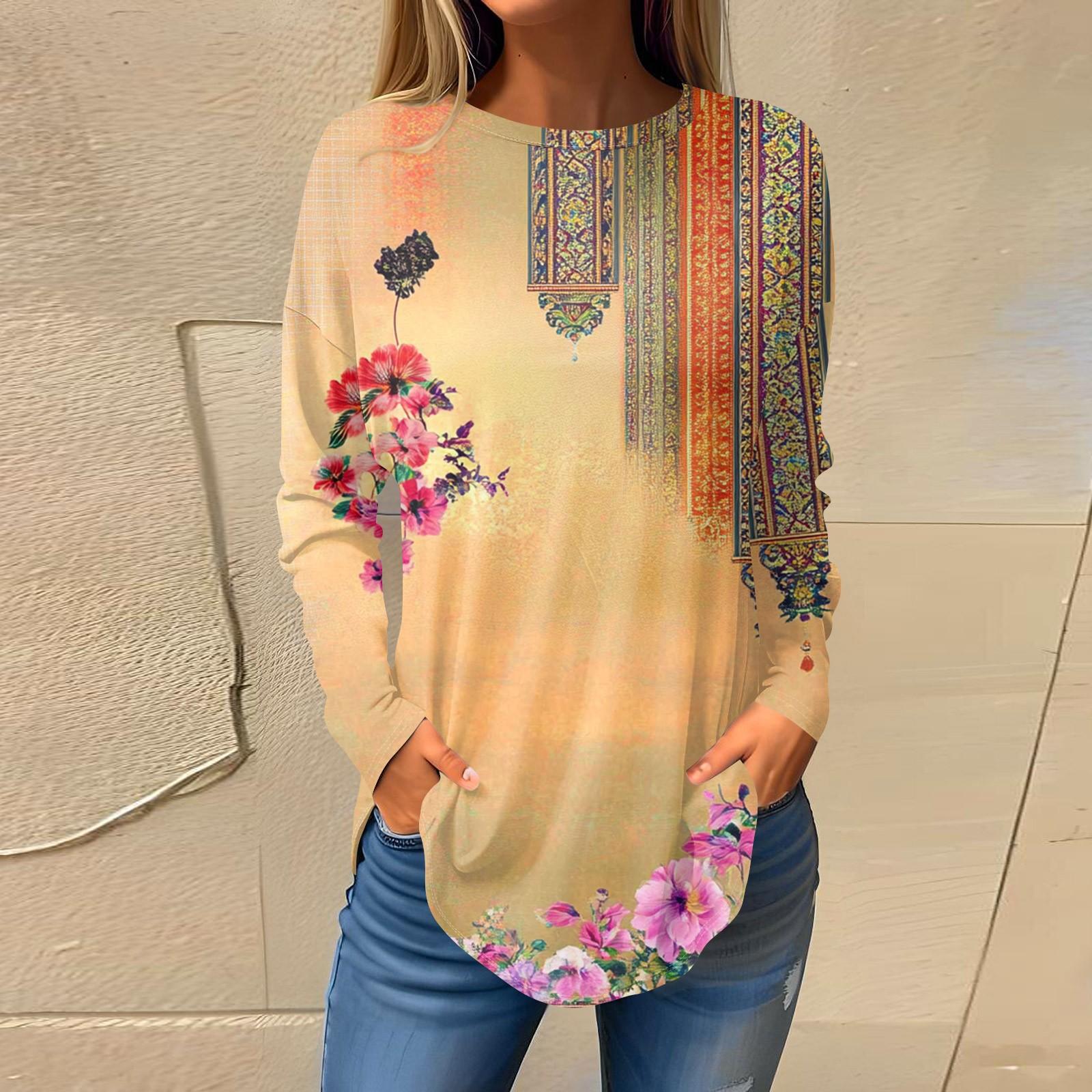 Женский модный пуловер с круглым вырезом и длинными рукавами с принтом XXXL циан