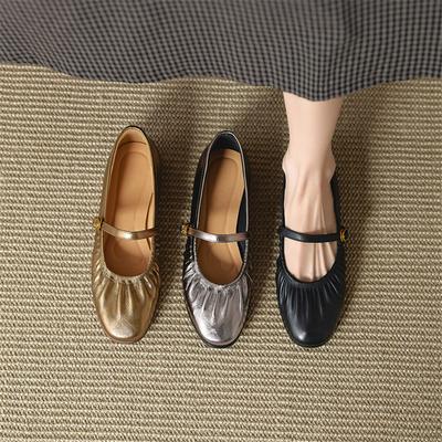Mode Neue Frühling/Herbst Echtleder Damen Schuhe Mary Jane Schuhe Schuhe mit runder Spitze für Damen Mode Prägnante Niedrige Absätze Damen Pumps