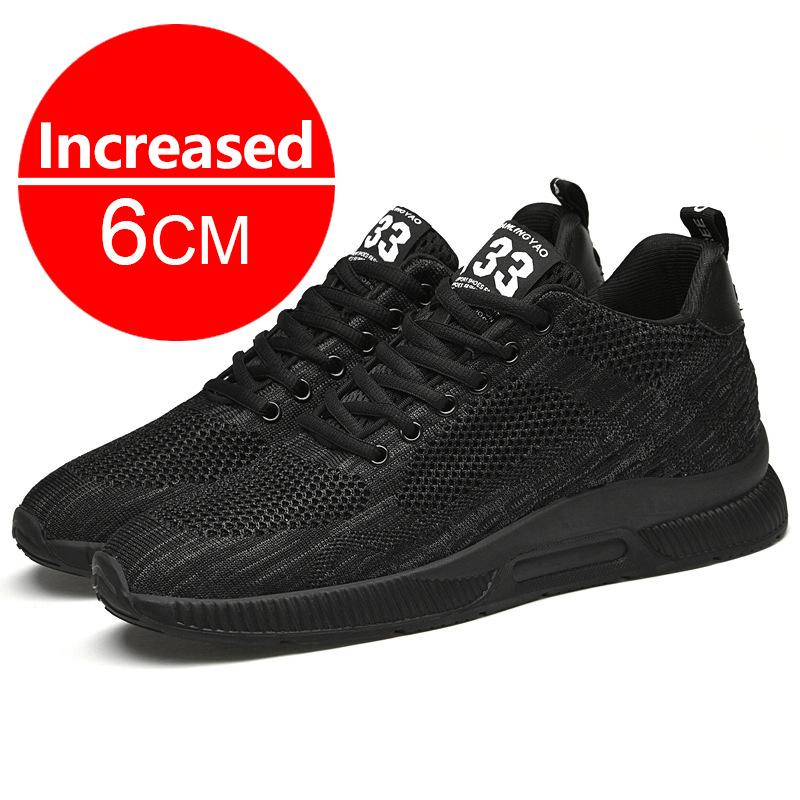 Men's Summer 6cm Height Increase Breathable Soft Mesh Casual Sneakers Lightweight Comfortable Elevator Shoes Outdoor Lift Sports
