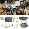16Pcs Camping Cookware Mess Kit Portable Cookset Bowls Utensil Pots Pans Kettle for