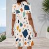Women Plus Size Round Neck Short Sleeve Printed A Line Midi Dress