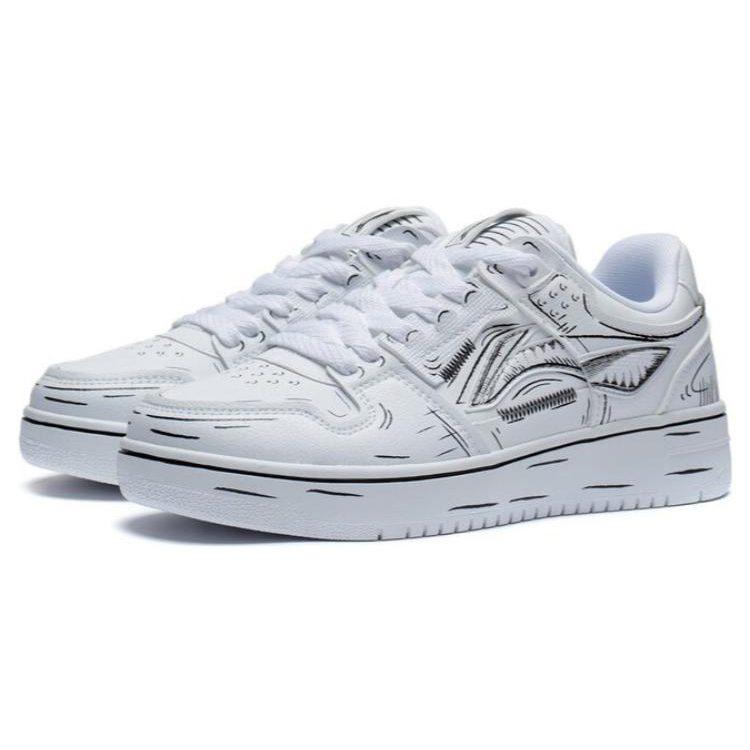 Li Ning Tianji Skateboard Shoes Women's Low Top White/Black AGCT376-2