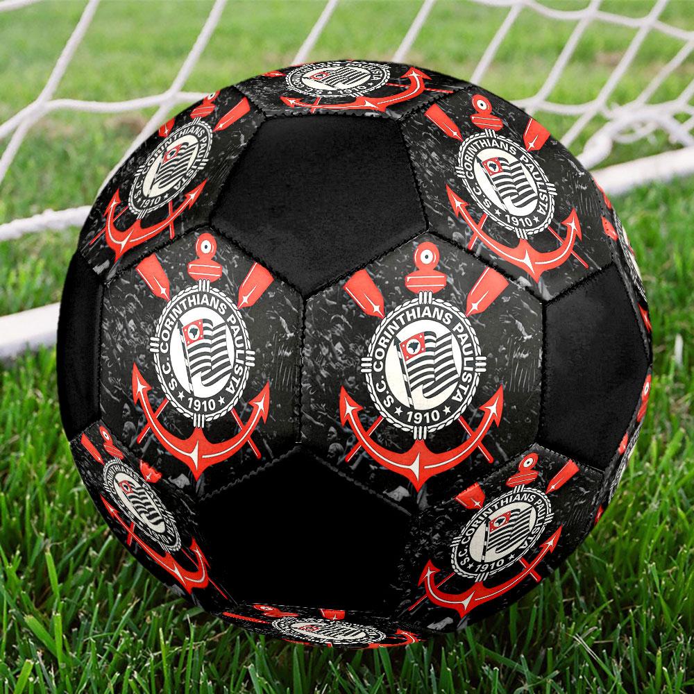 Sport Club Corinthians Paulista Size 5 Soccer Ball, Machine-Stitched PVC, Durable & High Bounce, All Ages Fit, Fan Merchandise, Matches & Outdoor Use.