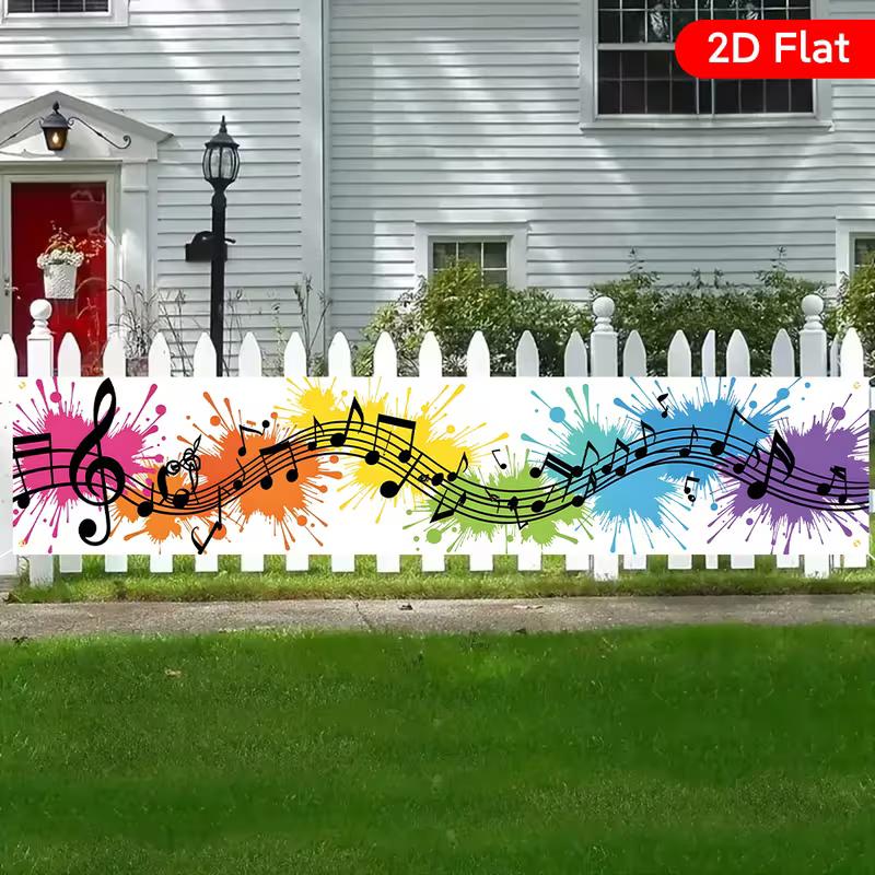 2D Colorful Music Note Banner, Music Themed Outdoor Party Decor