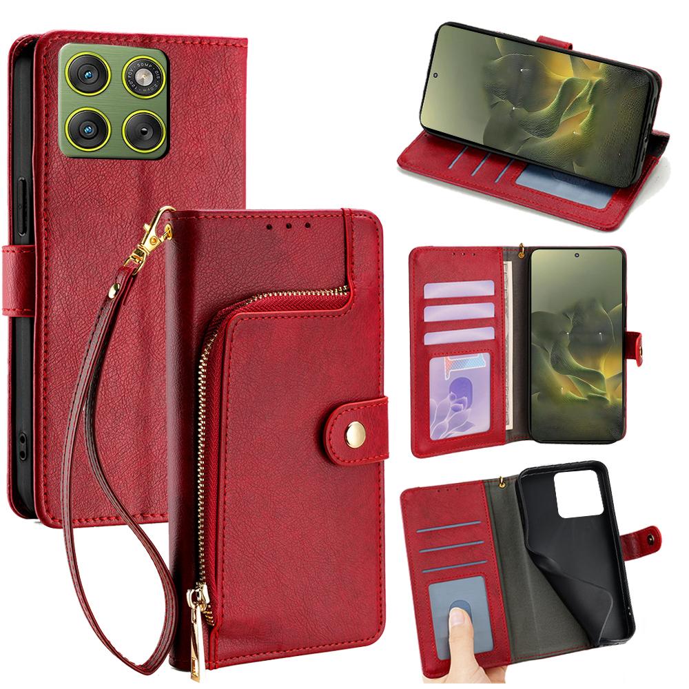 For Motorola Edge 70 5G Case Zipper Pocket PU Leather Wallet Flip Phone Cover