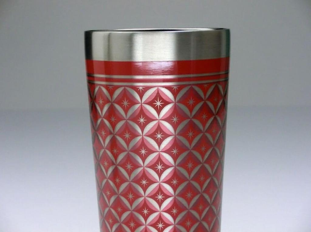 J-kitchens Select Doppelwandiger Vakuum-Becher aus Edelstahl, Rot, Holzbox, 350ml