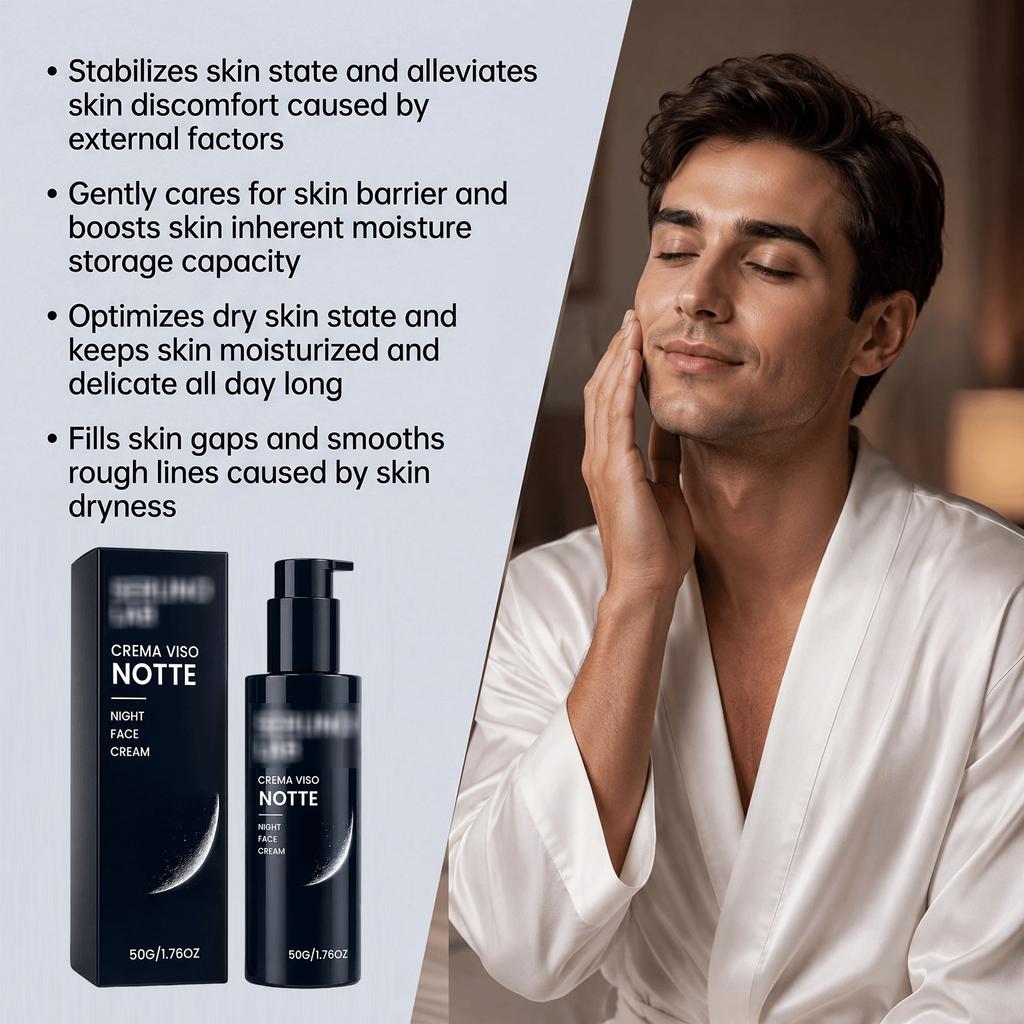 Crema Notte Uomo Idratante Lenitiva Cura Delicata Pelle del Viso Rassodante Comfort Skincare Notturno Idratante Viso