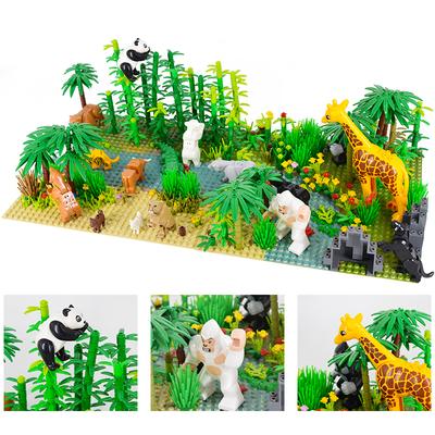 MOC Militar Floresta Tropical Placa Base Peças Animal Selva Flor Árvore Plantas Cidade Aventura Blocos de Construção Montar Brinquedos DIY Presentes