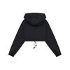 WE11DONE Ss24 Solid Satin Drawstring Short Hooded Jacket Women Jackets Black WD-JP0-24-091-W-BK