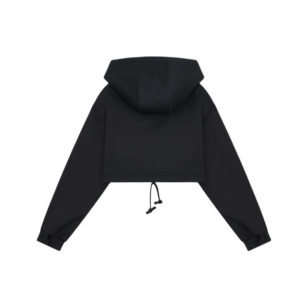 WE11DONE Ss24 Solid Satin Drawstring Short Hooded Jacket Women Jackets Black WD-JP0-24-091-W-BK