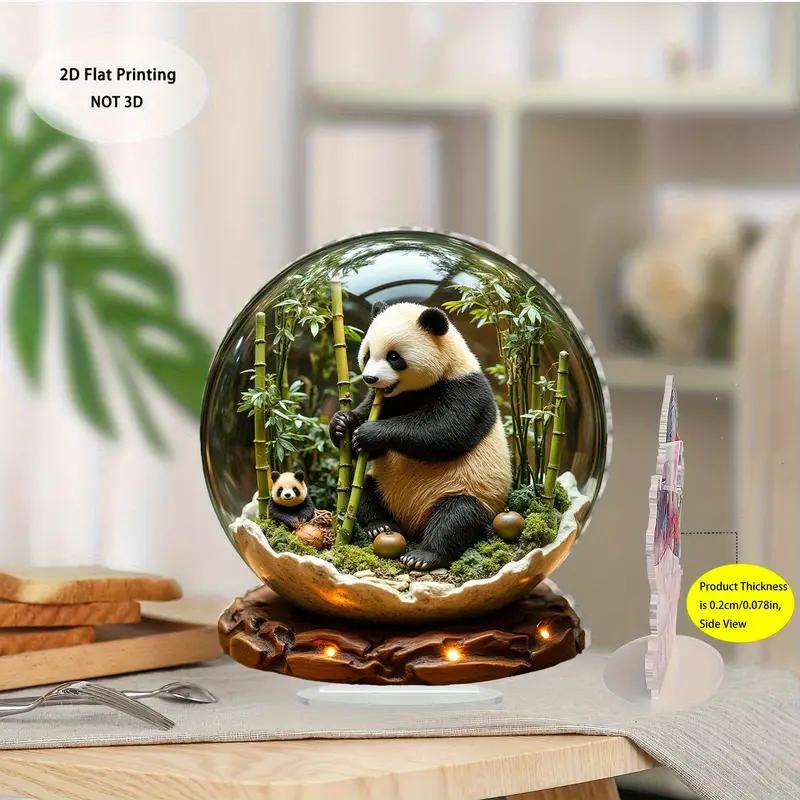 Acrylic Panda & Animal Micro World Ball Desktop Decoration Collectible Gift for Friends Or Children 2D Flat Surface