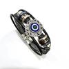 European Retro Blue Evil Eye Beaded Leather Bracelet
