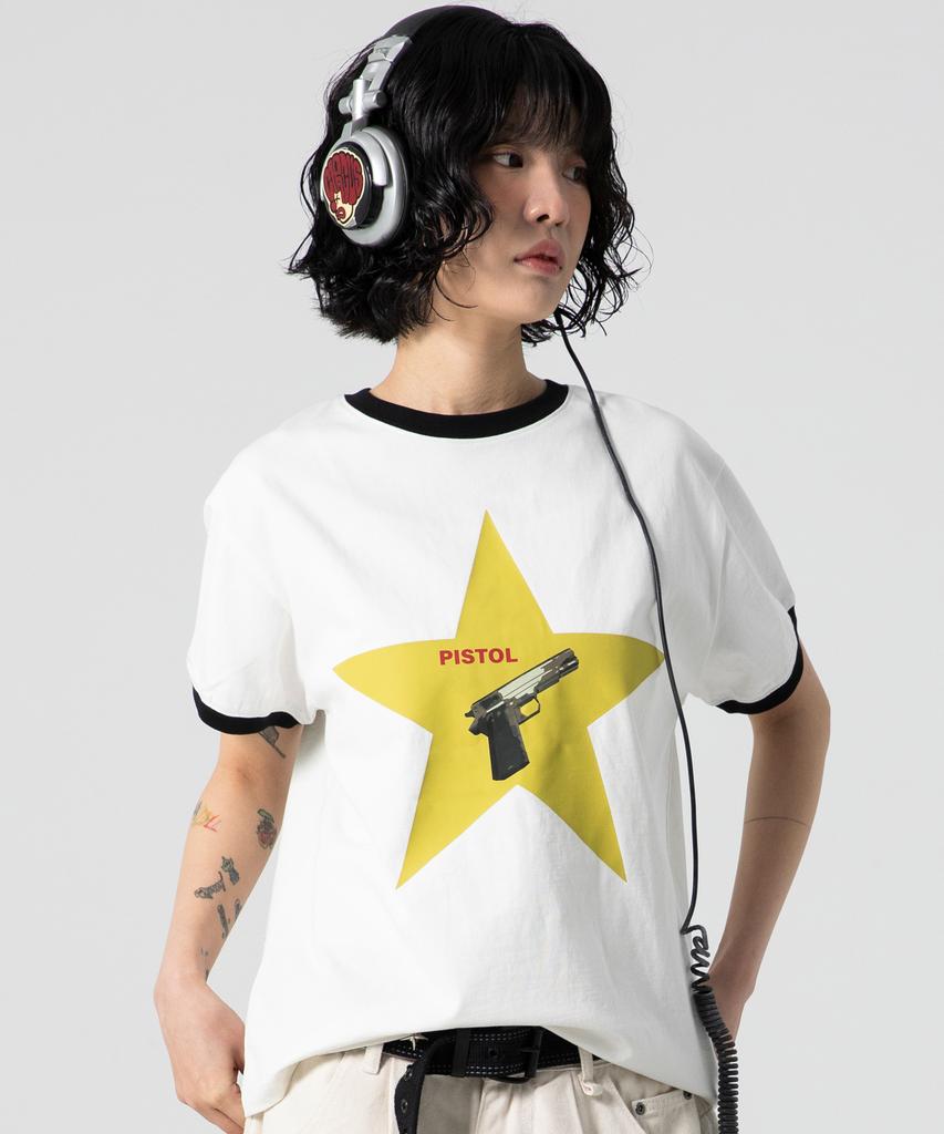 GLACK Gt122 Pistol Star Ringer T-Shirt (White)