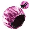 1pc Double Layer Adjustable Satin Bonnet Solid Color Elastic Button for Women Hair Hat Nightcap Silky Satin Fabric