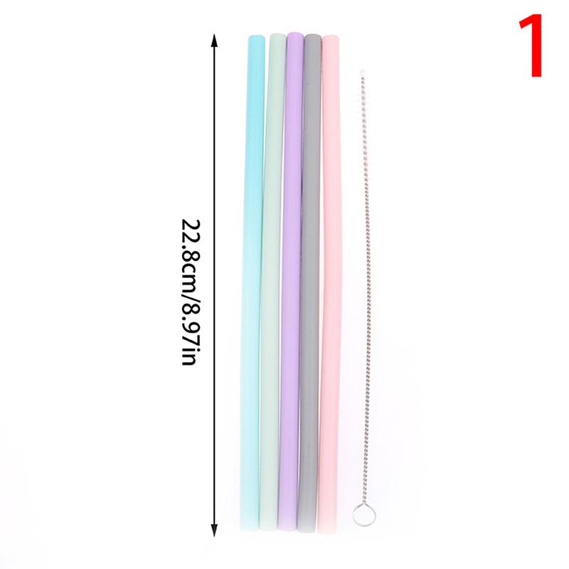 

Многоразовые силиконовые соломинки для питья, установленные гибкие с частями для чистки щеток