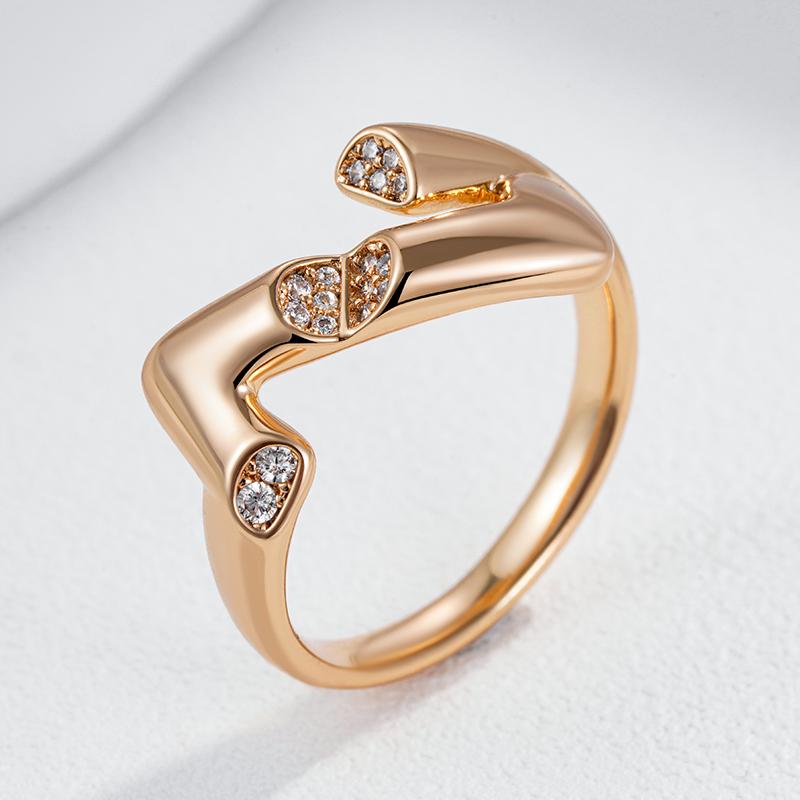 New  Rose Gold Color Unique Geometry  Rings For Women Fashion Natural Zircon Accessories Modern Party Daily Fin Jewelry