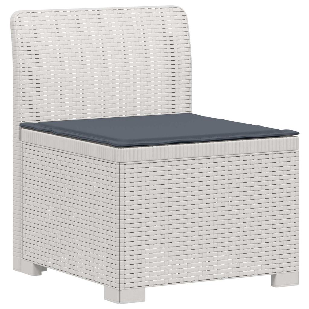 1 Seater Garden Sofa with Cushions Rattan Look PP White