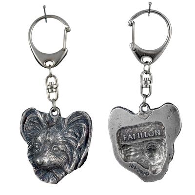 Papillon, Continental Toy Spaniel, Butterfly Dog - Silver-plated Key Ring with Dog, Handbag Decoration, Backpack Pendant by Brand