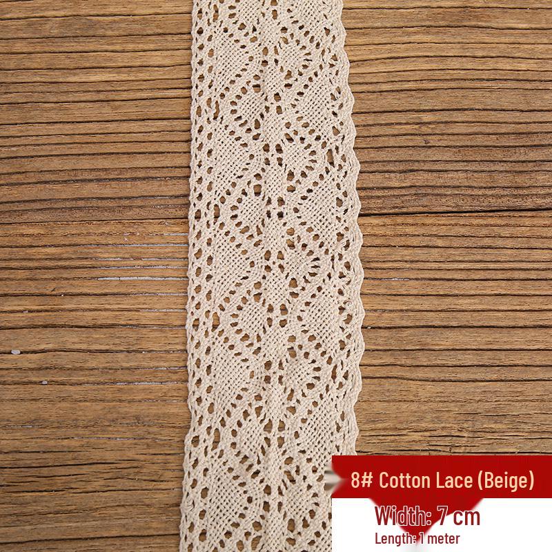 Handmade Off-White Elastic Cotton Lace for DIY Garment Accessories and Skirt Hem Decoration.