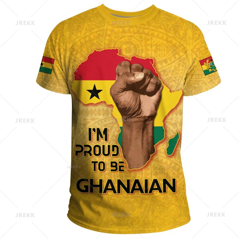Ghana Nationa IndependenceDay 3D Printed T Shirt The Republic-of Ghana Emblem Flag Graphic Tee-shirts For Men Mens Clothing Tops XXS