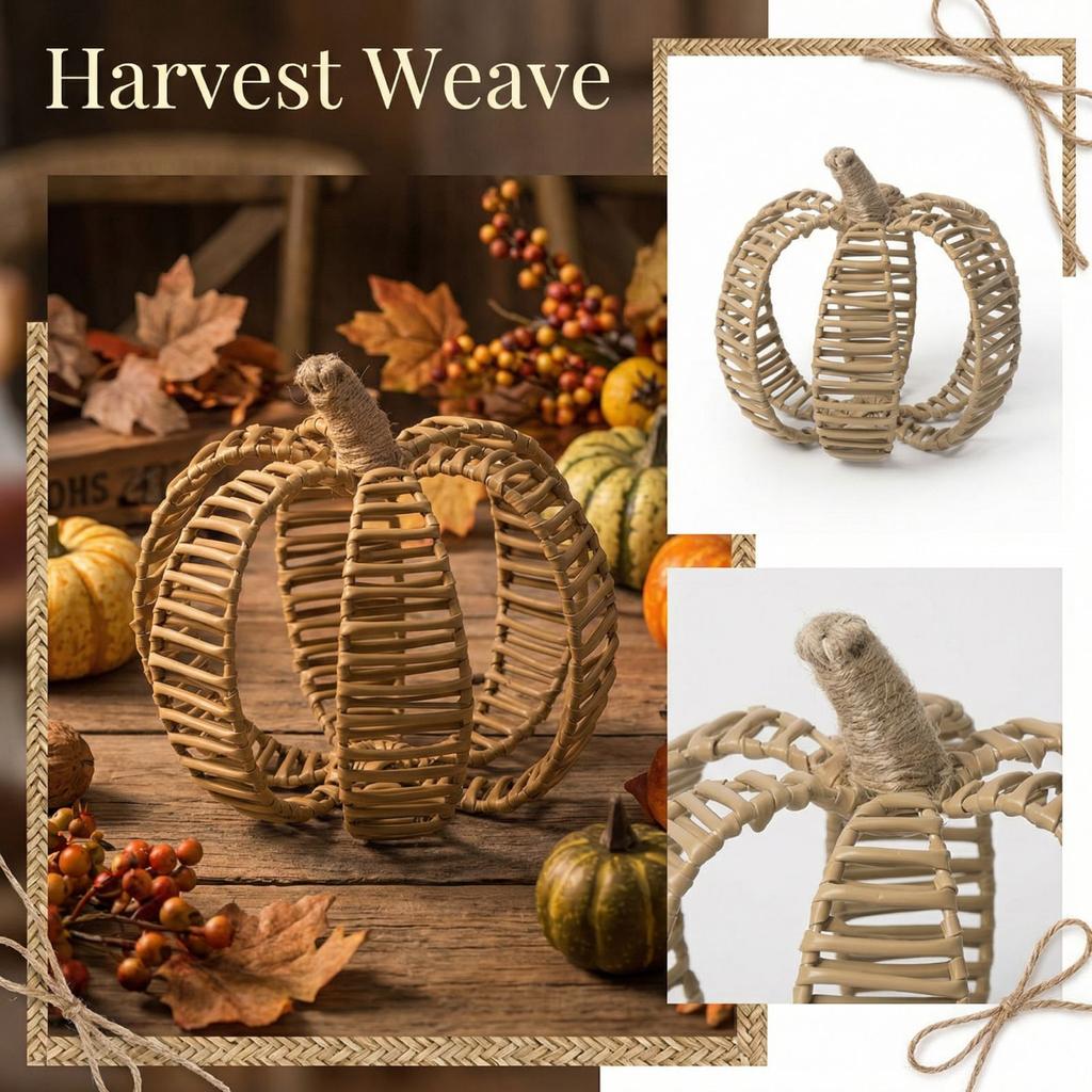 Pumpkin-shaped Vine Ornaments, Wrought Iron Hand-woven Pumpkin Decorative Pieces